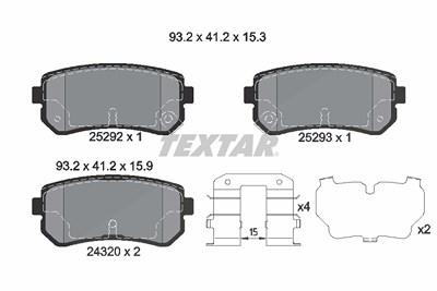 Textar Bremsbelagsatz, Scheibenbremse [Hersteller-Nr. 2529201] für Hyundai, Kia von TEXTAR