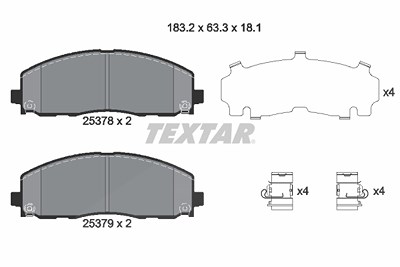 Textar Bremsbelagsatz, Scheibenbremse [Hersteller-Nr. 2537801] für Chrysler, Dodge, Fiat, Jeep, Lancia, VW von TEXTAR