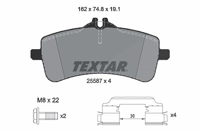 Textar Bremsbelagsatz, Scheibenbremse [Hersteller-Nr. 2558701] für Mercedes-Benz von TEXTAR