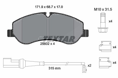 Textar Bremsbelagsatz, Scheibenbremse [Hersteller-Nr. 2560201] für Ford von TEXTAR