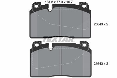 Textar Bremsbelagsatz, Scheibenbremse [Hersteller-Nr. 2564301] für Audi, Porsche von TEXTAR