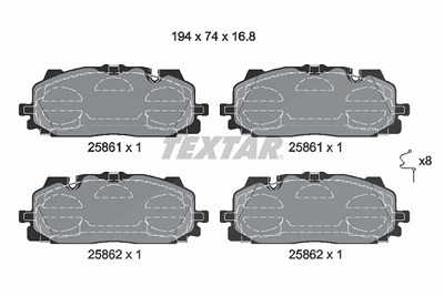 Textar Bremsbelagsatz, Scheibenbremse [Hersteller-Nr. 2586101] für Audi, Cupra, VW von TEXTAR