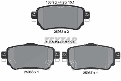 Textar Bremsbelagsatz, Scheibenbremse [Hersteller-Nr. 2596501] für Nissan, Renault von TEXTAR