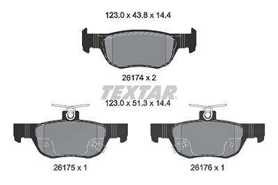 Textar Bremsbelagsatz, Scheibenbremse [Hersteller-Nr. 2617401] für Mazda von TEXTAR