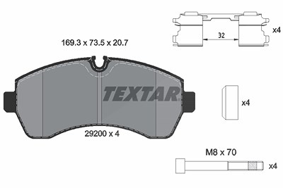 Textar Bremsbelagsatz, Scheibenbremse [Hersteller-Nr. 2920002] für Mercedes-Benz, VW von TEXTAR
