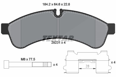 Textar Bremsbelagsatz, Scheibenbremse [Hersteller-Nr. 2923101] für Iveco von TEXTAR