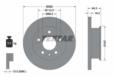 Textar Bremsscheibe [Hersteller-Nr. 92055900] für VW von TEXTAR