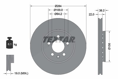 Textar Bremsscheibe [Hersteller-Nr. 92103400] für Mg, Rover von TEXTAR