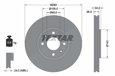 Textar Bremsscheibe [Hersteller-Nr. 92111603] für Citroën, Ds, Opel, Peugeot von TEXTAR