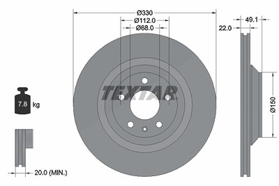 Textar Bremsscheibe [Hersteller-Nr. 92132603] für Audi von TEXTAR