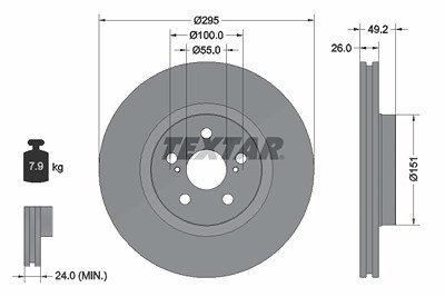 Textar Bremsscheibe [Hersteller-Nr. 92135603] für Toyota von TEXTAR