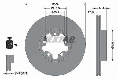 Textar 1x Bremsscheibe [Hersteller-Nr. 92151903] für Ford von TEXTAR