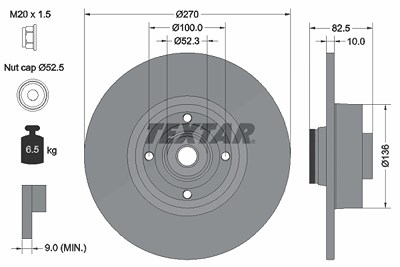 Textar Bremsscheibe [Hersteller-Nr. 92154503] für Renault von TEXTAR