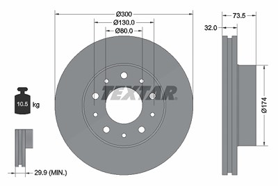 Textar 1x Bremsscheibe [Hersteller-Nr. 92157303] für Citroën, Fiat, Opel, Peugeot, Vauxhall von TEXTAR