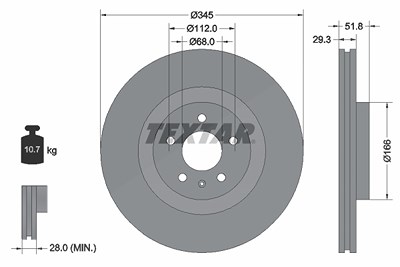 Textar Bremsscheibe [Hersteller-Nr. 92160205] für Audi von TEXTAR
