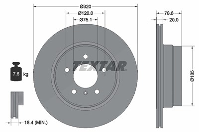 Textar 1x Bremsscheibe [Hersteller-Nr. 92161103] für BMW von TEXTAR