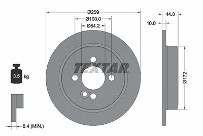 Textar 1x Bremsscheibe [Hersteller-Nr. 92175003] für Mini von TEXTAR