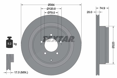 Textar 1x Bremsscheibe [Hersteller-Nr. 92175503] für Land Rover von TEXTAR
