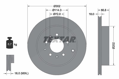 Textar 1x Bremsscheibe [Hersteller-Nr. 92180903] für Mazda von TEXTAR