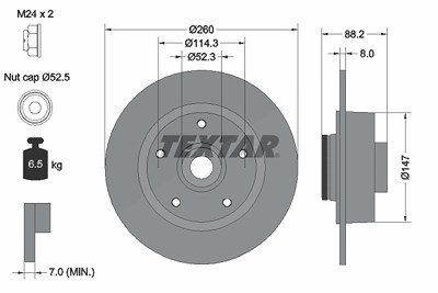 Textar 1x Bremsscheibe [Hersteller-Nr. 92195903] für Renault von TEXTAR