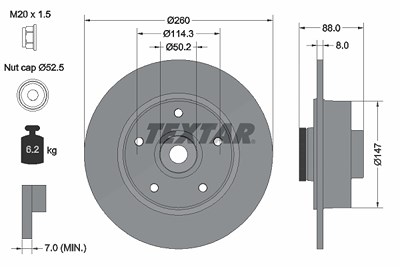 Textar 1x Bremsscheibe [Hersteller-Nr. 92196003] für Renault von TEXTAR