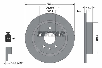 Textar 1x Bremsscheibe [Hersteller-Nr. 92222903] für Chevrolet, Opel, Saab, Vauxhall von TEXTAR