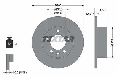 Textar 1x Bremsscheibe [Hersteller-Nr. 92228700] für Nissan, Opel, Renault, Vauxhall von TEXTAR