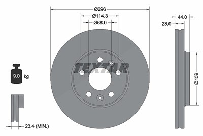 Textar Bremsscheibe [Hersteller-Nr. 92268803] für Fiat, Nissan, Opel, Renault von TEXTAR