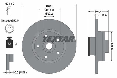 Textar 1x Bremsscheibe [Hersteller-Nr. 92268903] für Fiat, Nissan, Opel, Renault, Vauxhall von TEXTAR