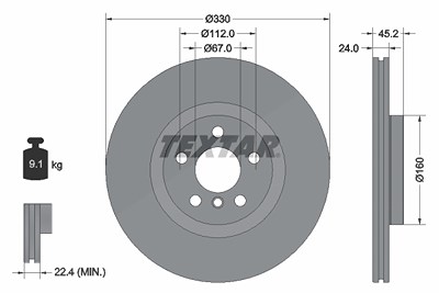 Textar Bremsscheibe [Hersteller-Nr. 92274405] für BMW, Mini von TEXTAR