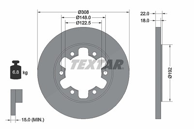 Textar 1x Bremsscheibe [Hersteller-Nr. 92275803] für Ford von TEXTAR