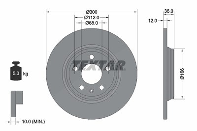 Textar 1x Bremsscheibe [Hersteller-Nr. 92282803] für Audi von TEXTAR