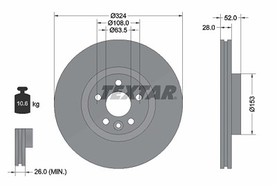 Textar 1x Bremsscheibe [Hersteller-Nr. 92293205] für Volvo von TEXTAR
