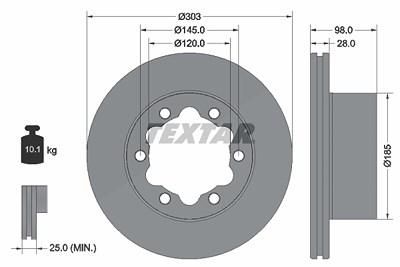 Textar 1x Bremsscheibe [Hersteller-Nr. 92295303] für Man, VW von TEXTAR