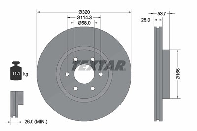 Textar 1x Bremsscheibe [Hersteller-Nr. 92296503] für Mercedes-Benz, Nissan, Renault von TEXTAR