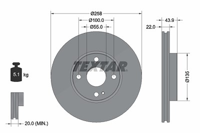 Textar Bremsscheibe [Hersteller-Nr. 92300903] für Mazda von TEXTAR