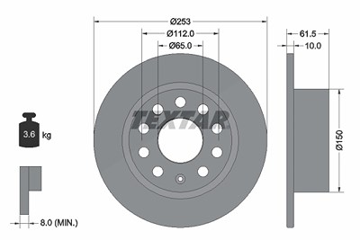 Textar 1x Bremsscheibe [Hersteller-Nr. 92306603] für Skoda von TEXTAR