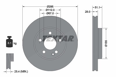 Textar Bremsscheibe belüftet vorne [Hersteller-Nr. 92254803] für Mercedes-Benz von TEXTAR