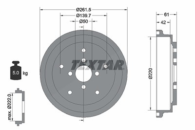 Textar Bremstrommel [Hersteller-Nr. 94043500] für Suzuki von TEXTAR