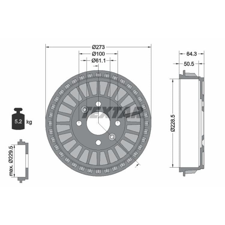 Textar Bremstrommel Renault Clio Twingo von TEXTAR