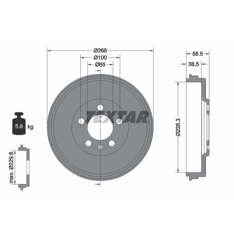 Textar Bremstrommel Seat Toledo Skoda Rapid Roomster von TEXTAR