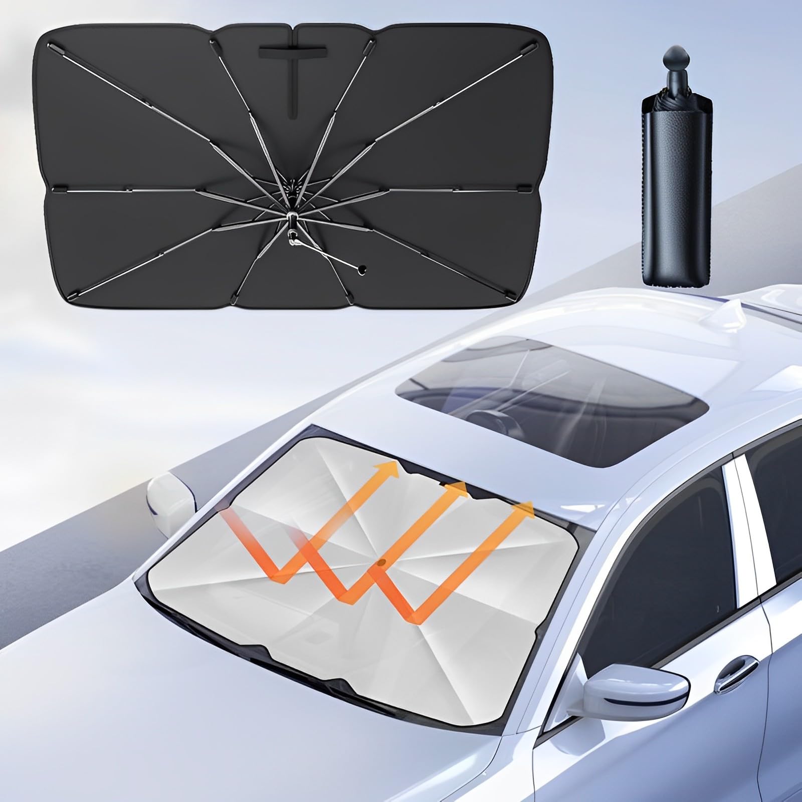 TFSZE Auto Sonnenschutz Frontscheibe,Auto Windschutzscheibe Sonnenschirm,UV-Schutz Sonnenschirm Wärmeisolierter, Faltbare Auto Windschutzscheibe Sonnenblende für die meisten Autos SUV MPV LKW TFSZE Auto Sonnenschutz Frontscheibe,Auto Windschutzscheibe Sonnenschirm,UV-Schutz Sonnenschirm Wärmeisolierter, Faltbare Auto Windschutzscheibe Sonnenblende für die meisten Autos SUV MPV LKW von TFSZE