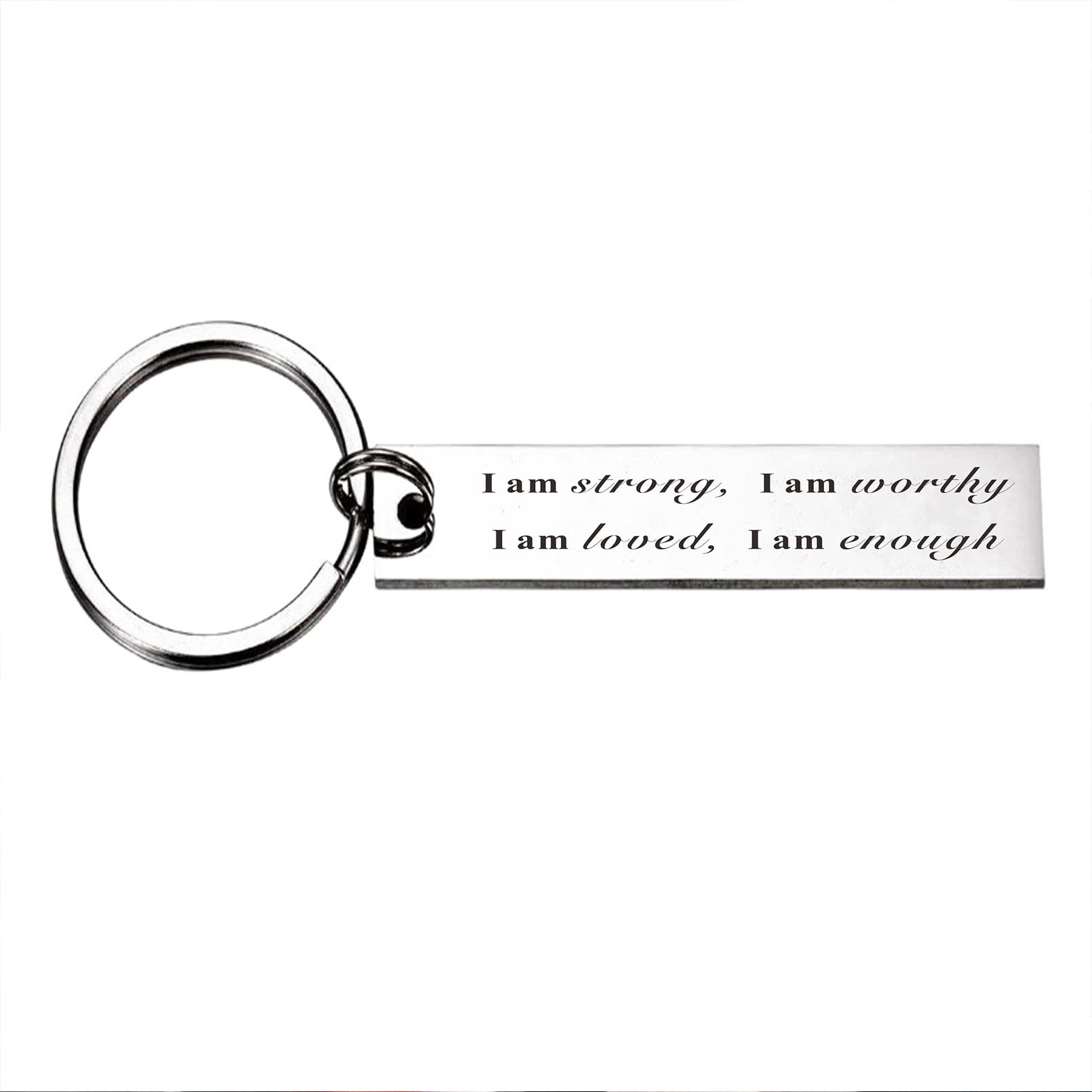 TGCNQ Zitate I Am Strong I Am Worthy I Am Loved I Am Enough Schlüsselanhänger Inspirierendes Glaube Geschenk, Stahlfarbe, Medium TGCNQ Zitate I Am Strong I Am Worthy I Am Loved I Am Enough Schlüsselanhänger Inspirierendes Glaube Geschenk, Stahlfarbe, Medium von TGCNQ