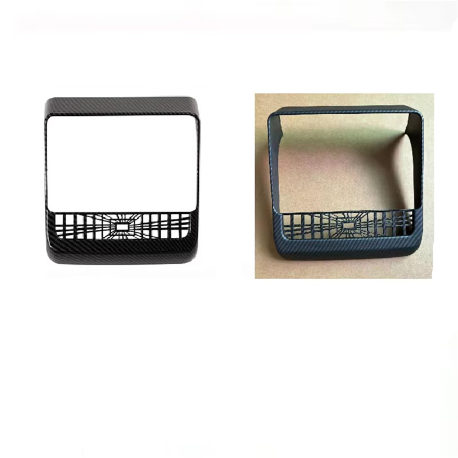 TGFCRUH Auto Mittelkonsole Trim Kompatibel Mit Tesla Für Model 3 2023 2024 4-teilige Glänzende Carbonfaser-Abdeckung Für Armaturenbrett-Mittelkonsolen-Zubehör(Rear Air Vent Cover) von TGFCRUH