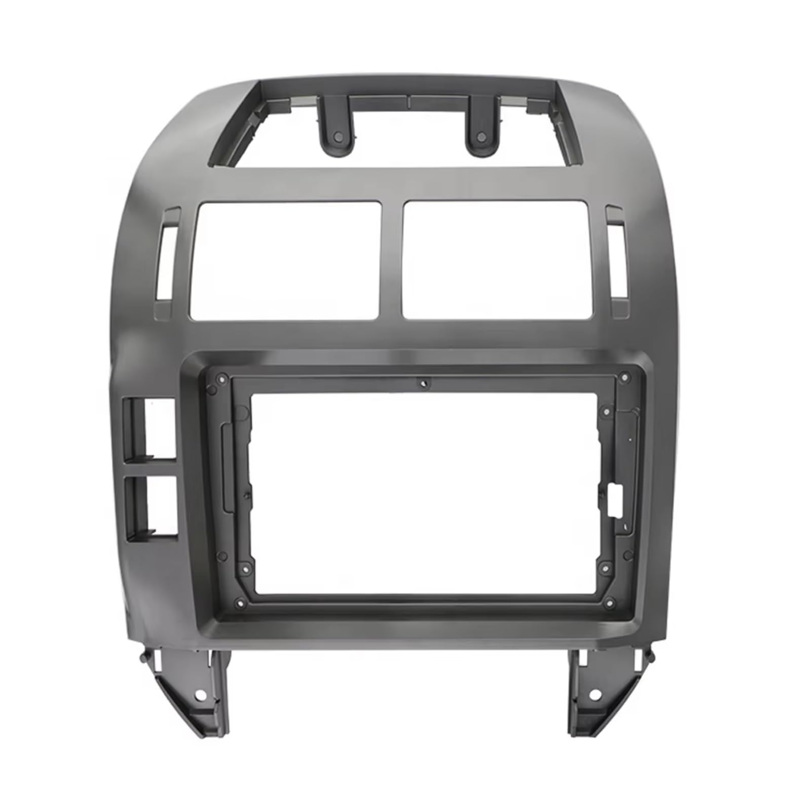TGFCRUH Auto Mittelkonsole Trim Kompatibel Mit VW Für Polo 2004 2005 2006 2007 2008 2009 2010 2011 1 Stück Bildschirm Armaturenbrett Blende Rahmen Kit Adapter(Silver-Frame) von TGFCRUH