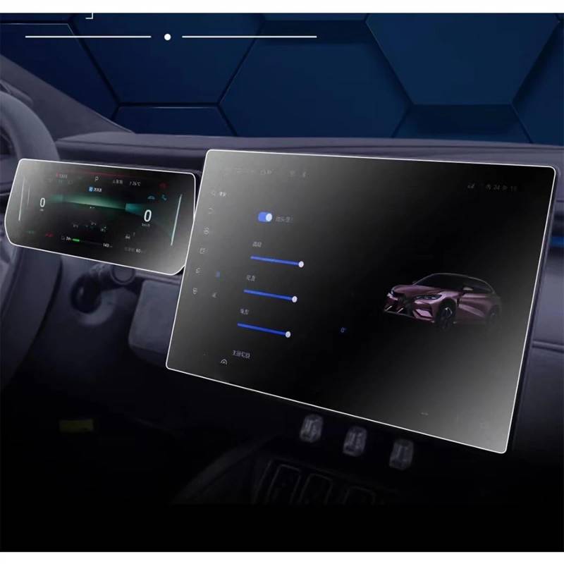 TGFQOLB Auto Navigation Protector Kompatibel Mit BYD Für Song L 2023 2024 Auto Instrument Transparent Schutz Film Zentrale Steuerung Screen Schutz Film Auto Zubehör(GPS and Dashboard) von TGFQOLB