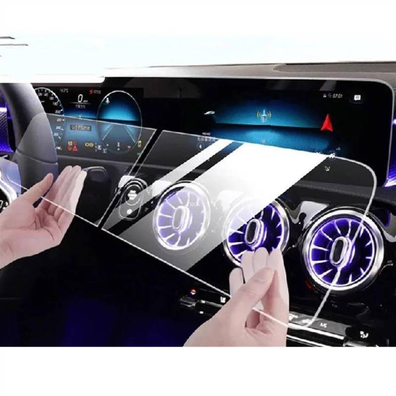 TGFQOLB Auto Navigation Protector Kompatibel Mit Benz Für Cla Für Gla 2019 2020 2021 2022 Autoinnenraum Mittelkonsole Transparente Displayschutzfolie Autozubehör(Tempered Glass Film) von TGFQOLB