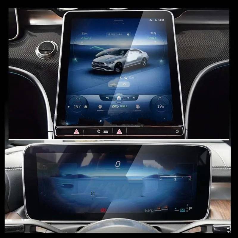 TGFQOLB Auto Navigation Protector Kompatibel Mit Benz Für Eqe 350 2022 Gehärtetem Glas Schutz Film Auto Navigation Display Schutz Film Aufkleber Dashboard Schutz Film(GPS and Instrument) von TGFQOLB