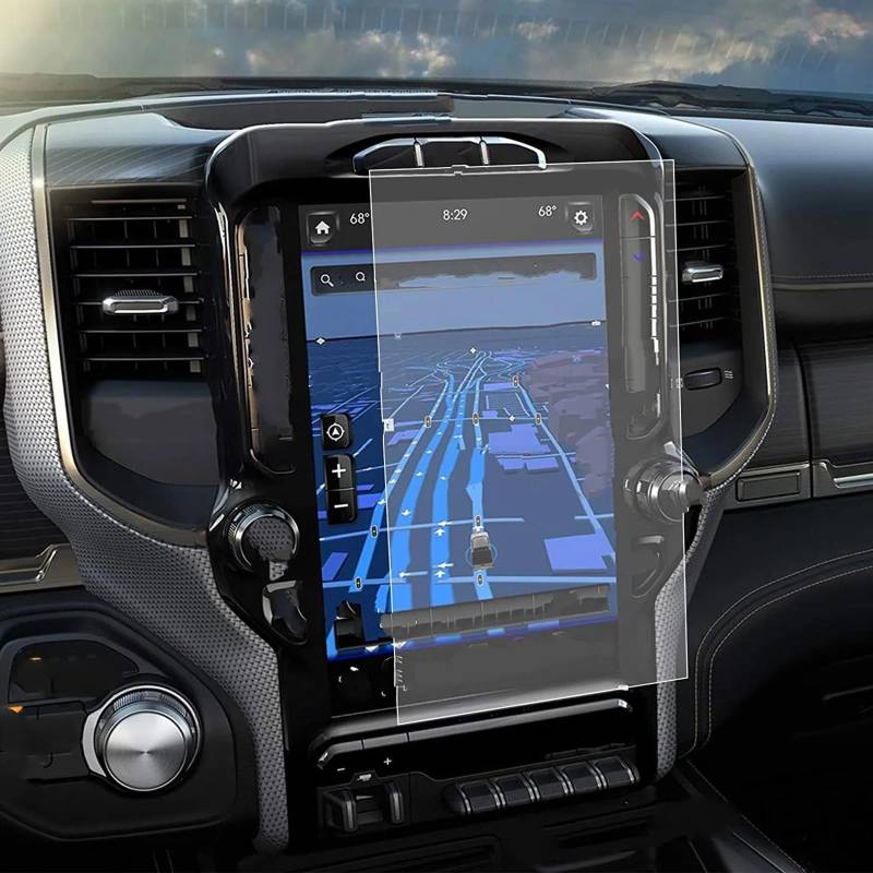 TGFQOLB Auto Navigation Protector Kompatibel Mit Dodge Für Ram 2019 2020 2021 2022 12 Zoll Auto-Innenraum-Armaturenbrett-Schutzfolie Displayschutzfolie Aus Gehärtetem Glas von TGFQOLB