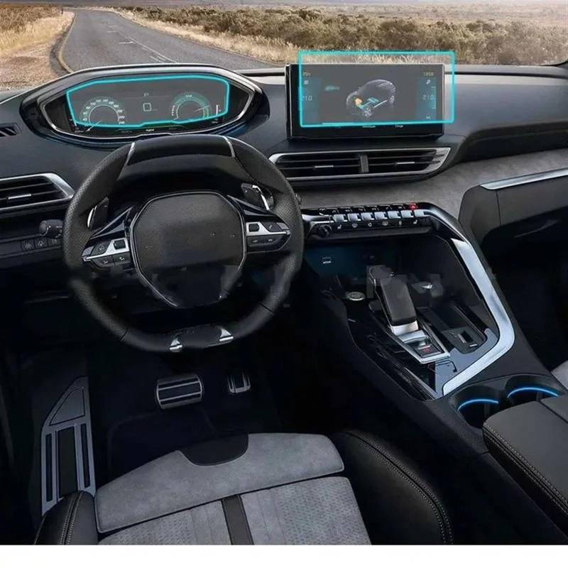 TGFQOLB Auto Navigation Protector Kompatibel Mit Peugeot Für 3008 2021 2022 Auto-Innenraum-Mittelkonsole Transparente Displayschutzfolie Auto-Navigationsschutzfolie(GPS and Instrument) von TGFQOLB